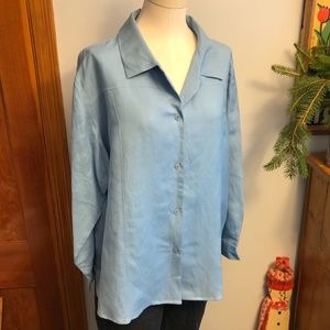 Susan Graver QVC linen blend embroidered tunic shirt